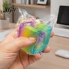 Relaxation Squeeze Ball Rainbow Ice Cube Stress Ball, Transparent Jelly Fidget Toy Soft Glue for Anxiety Relief, TPR Decompression Kids Adults