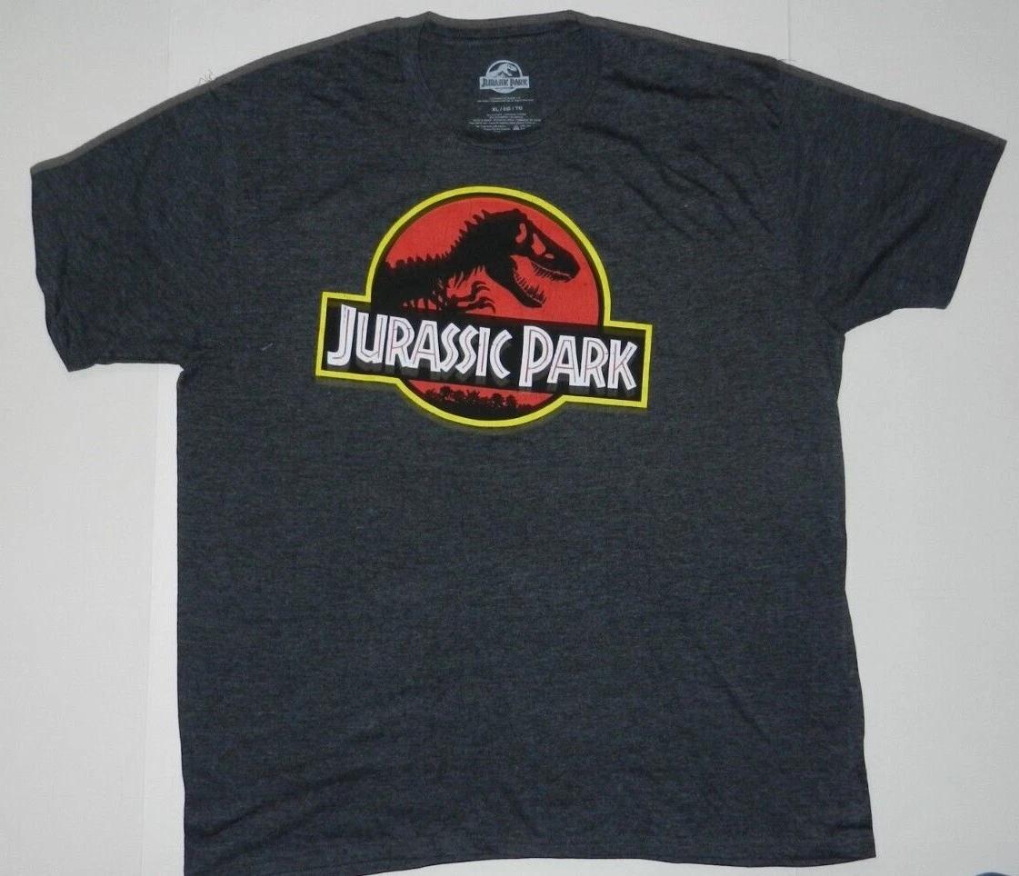 Jurassic Park Stone Logo Adult 100% Cotton T-shirt Mens Tees Top Charcoal New M