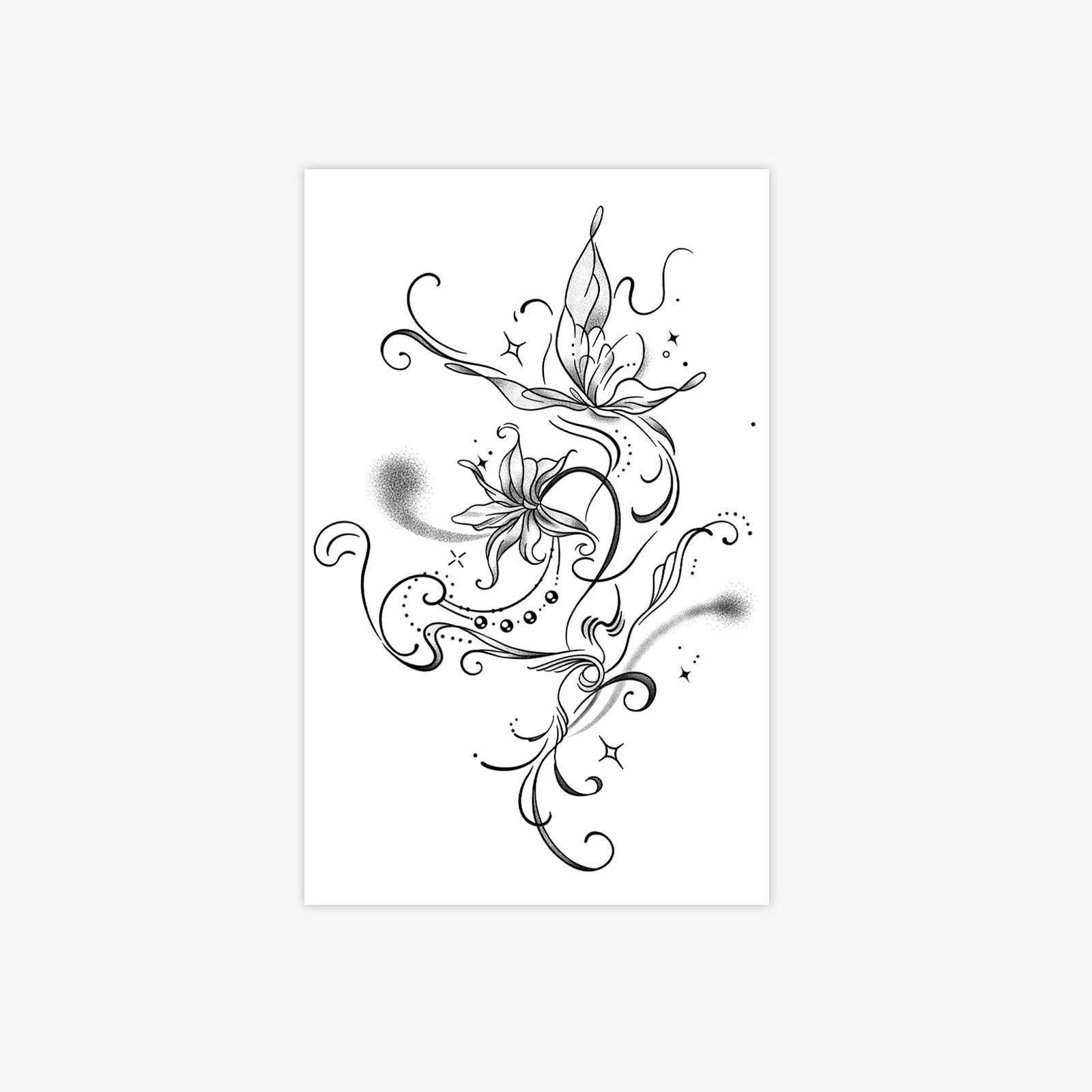 

Red Lily English Shoulder Back Tattoo Sticker Waterproof And Long-Lasting Women High-End Tattoo Sticker 12*19