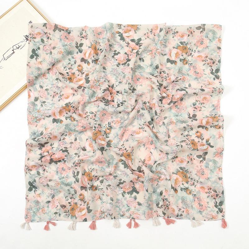 Autumn and winter small fresh rendering ink painting butterfly printing warm shawl, travel beach towel cotton and linen feel scarf