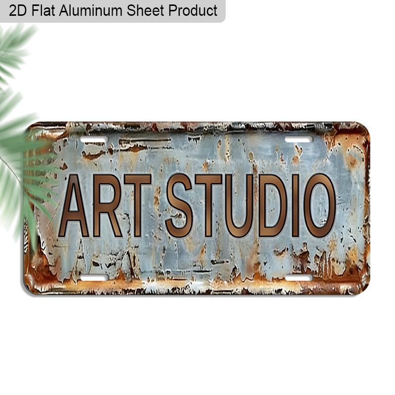 2D Flat, 1pc ART STUDIO Vintage Aluminum Sign, 12 x6 Distressed Retro Wall Decor, Perfect for Art Studio, Creative Space & Artist s 30*15cm