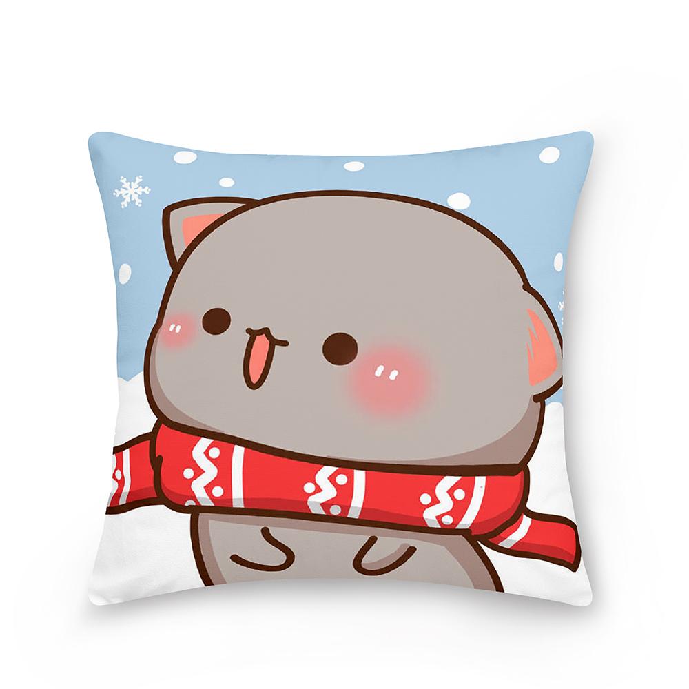 Home Peach Cat Cushion Cover Pillowcase Sofa Car Pillowcase Christmas Decoration Bedroom Living Room Pillowcase