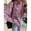 Autumn Plus Plaid Shirt Long Sleeved Lapel Button Loose Casual Shirt Blouses & Shirts