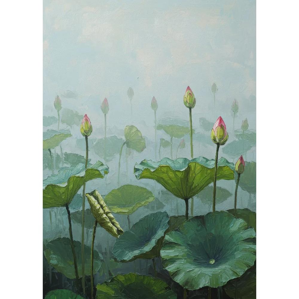 Serenity Lotus Pond Posters Beautiful Lotus Flower Lagical Modern Leaf Prints Canvas Wall Art Pictures Home Living Room Decor