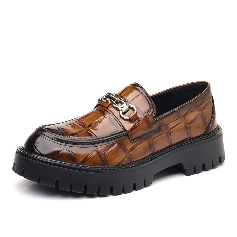 Mens Thick Sole Oxford Style Loafer Round Toe Comfortable Dress Casual Shoe Rubber Wide Fit