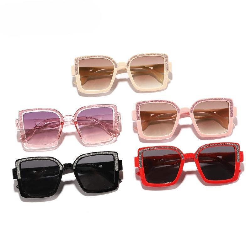 Non-polarized Fashion Square Frame Cute Animal Cartoon Sunglasses Men Women    Retro Fine Glitter Frame Outdoor Sunscreen Eyeglasses