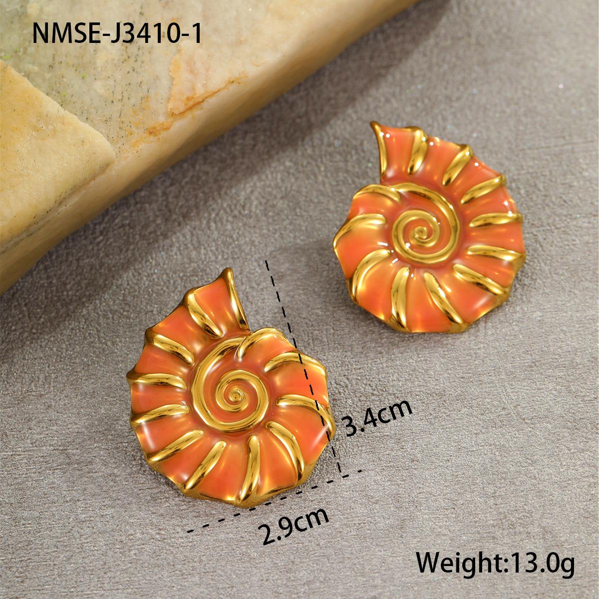 GEMCHIC Women s Vintage Seashell Drop Earrings Colorful Enamel Spiral Jewelry 18K