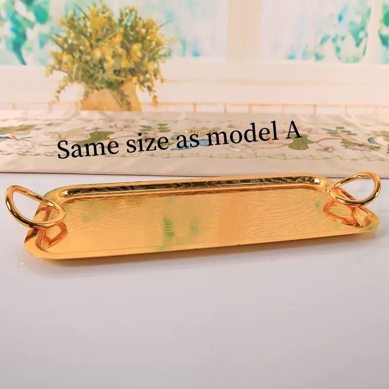 European Light Luxury Fruit Tray,Alloy Household Rectangular Tray,Dinner Plate Cup Tea Tray Living Room Decoration Storage,35cm 13.85 in