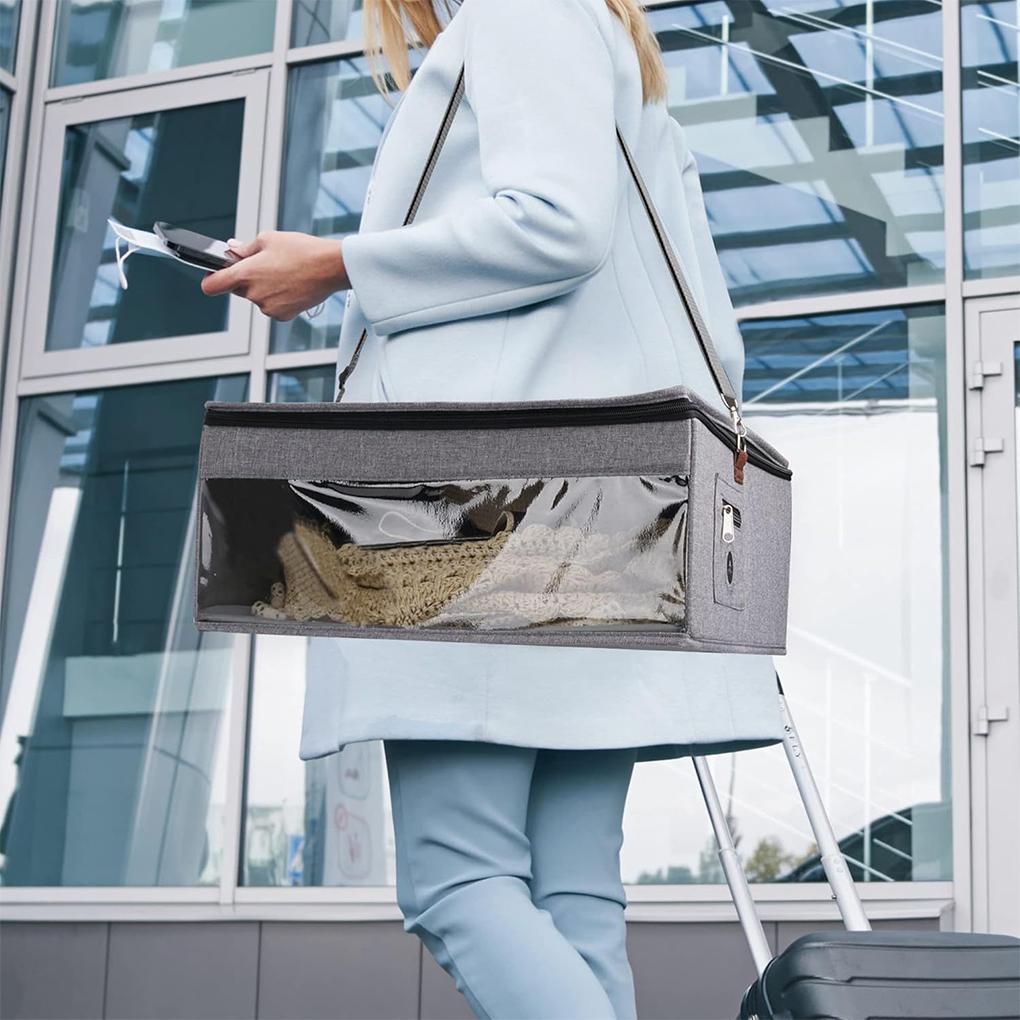 Hat Storage Bag Portable Hat Clothes Travel Case Hat Storage Bucket Dustproof Household Storage Box with Zipper Lid Foldable