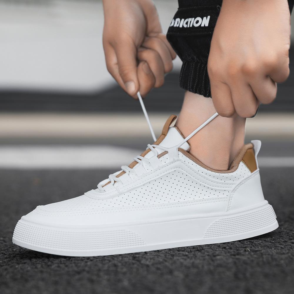 2025 neuer Plattform-Trend Sommer atmungsaktive Herrenschuhe Jugend Board Schuhe Schnürschuhe Casual Herren weiße Schuhe