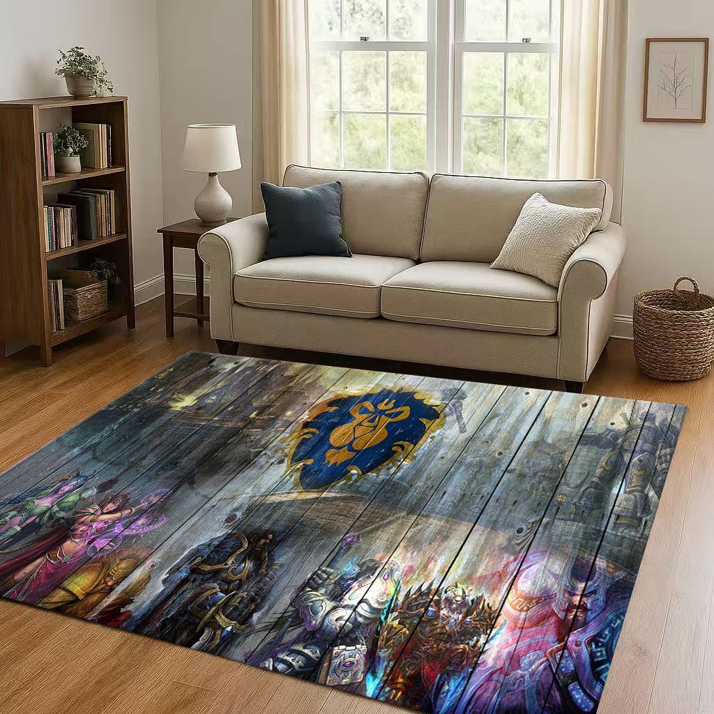 3D WOW World of Warcraft Game Demon Hunter Arthas Living Room Non Slip Area Rug Carpet for Bedroom Playroom Sofa,Home Doormat