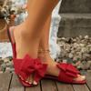 Fashion Women's Flat Slippers 2025 Summer Leisure Outdoor Square Sandals Plus Size Selling Fashion Bow Decorative Open Toe Slippers.