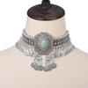 Statement Vintage Choker Necklace Women Bohemain Collares Flower Crystal Rhinestone Blue Beaded Coin Tassel Ethnic Gypsy Jewelry