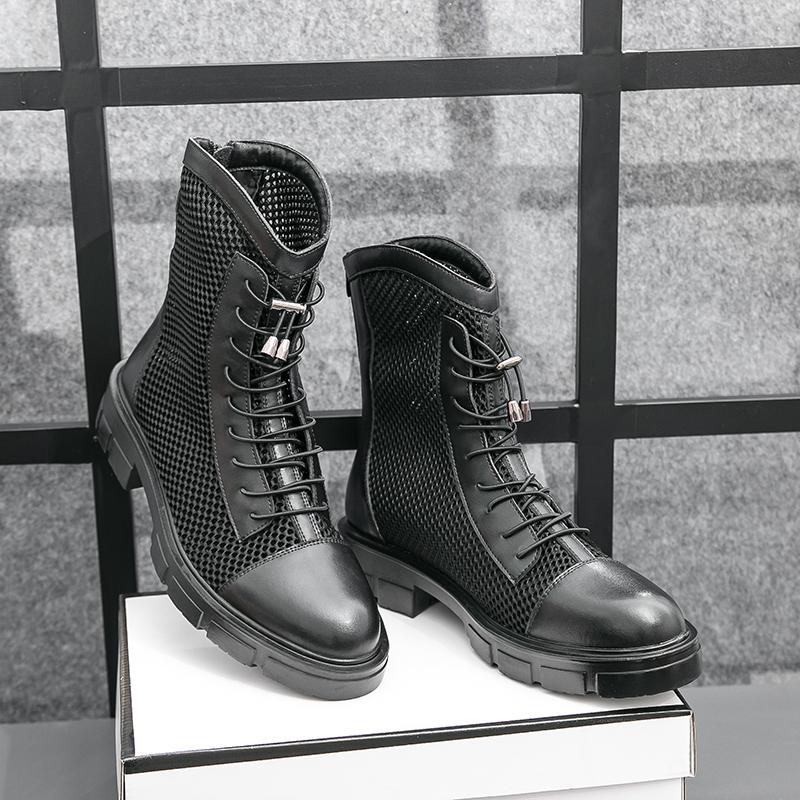 Fashion Size 38-46 Business Men Chelsea Boots Casual Comfortable Fashion Mesh Sand Breathable Leather Boots Men Gentleman Social Boots