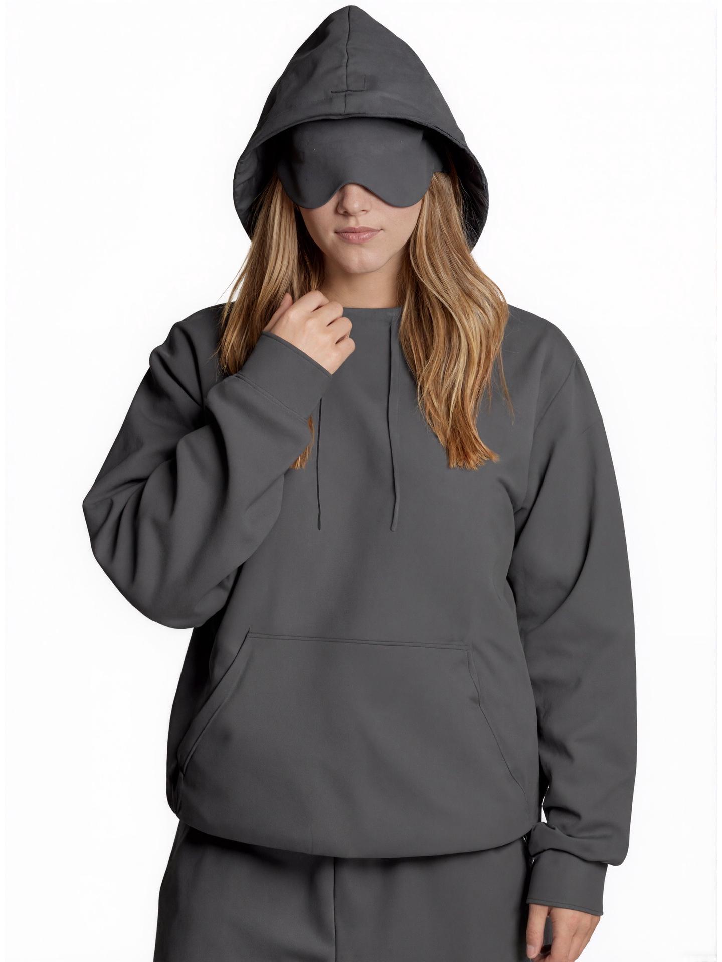 

Autumn/Winter Women s Hoodie with Built-in Eye Mask for Travel L сірий колір