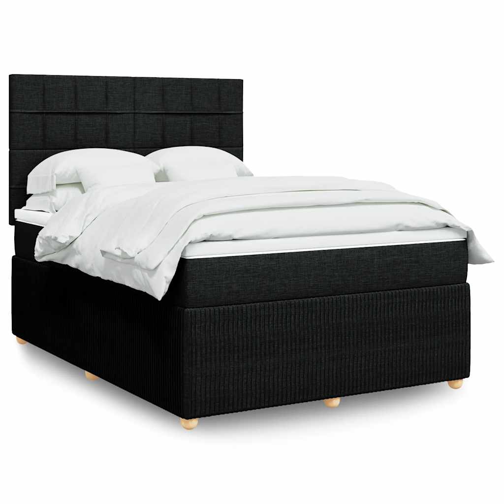 Box Spring Bed with Mattress Black 140 X 190 Cm Fabric