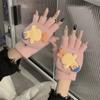 Duck Flip Plush Gloves Cartoon Winter Mittens Cute Half Finger Gloves  Writting