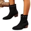 Suede High Heels Chelsea Ankle Boots Woman Beaded Trend Pointed Toe Shoes Woman New Winter Gladiaotr Chunky Fashion Botas Pumps