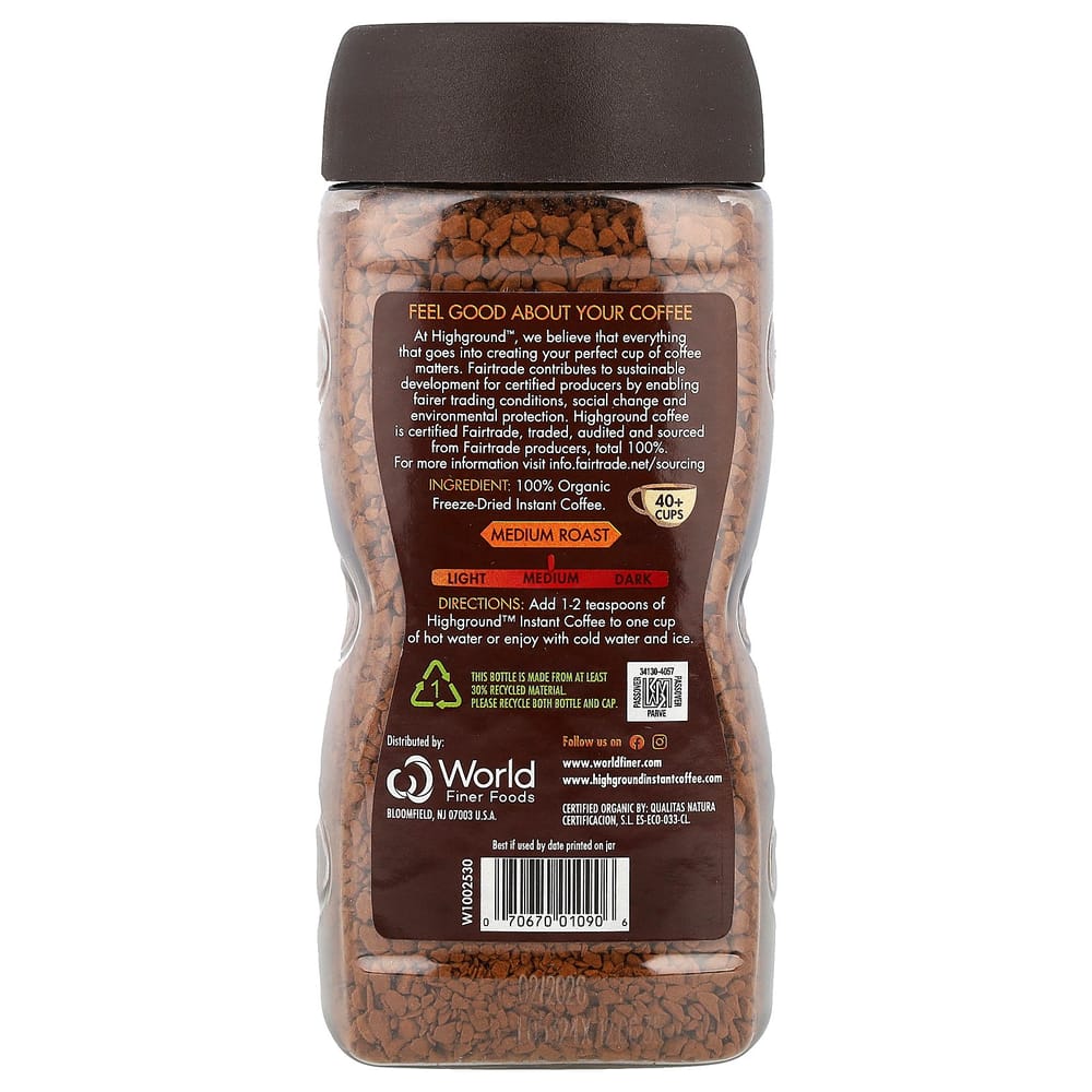 Highground Coffee Instant Coffee, Medium Roast, 100g (3.53 Oz)