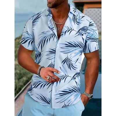 Summer Men Short Sleeve 3D Digital Print Hawaii Shirt Men Casual Lapel Button Shirt Tops