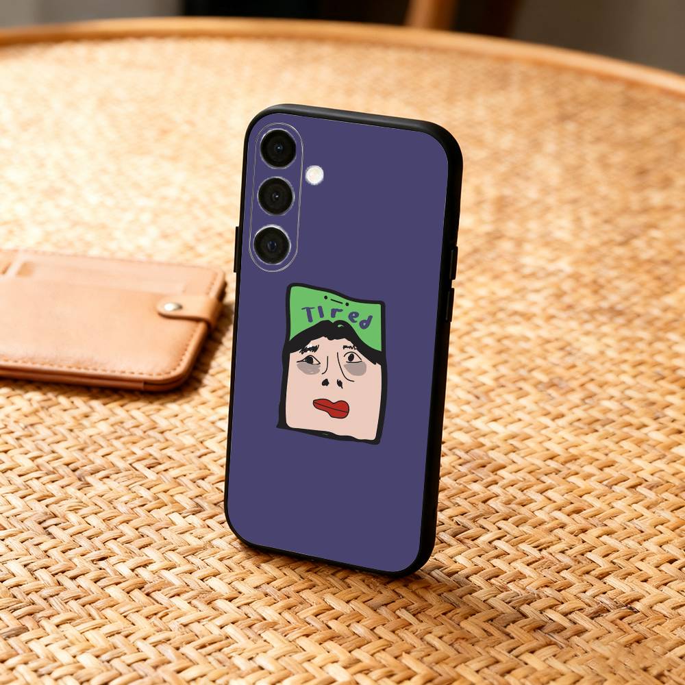 1PC F-Funny E-Exaggerated Face Emotion Phone Case For Samsung  A73,72,71,A52,51,40,41,A22,A32,31,A13, Soft Black Shell
