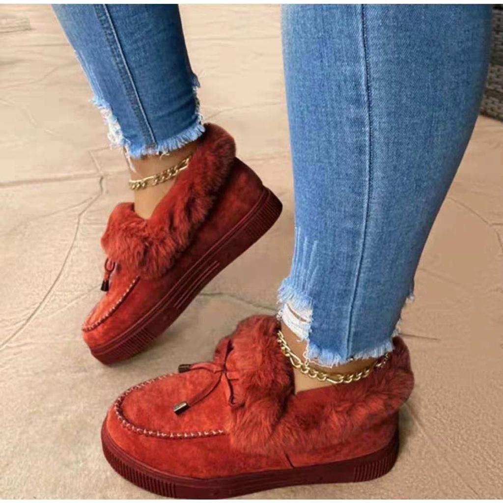 Winter Thick Soled Warm Plush Snow Shoes Women's Round Head Slipper