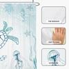 Blue Sea Turtle and Jellyfish Pattern Waterproof Shower Curtain 180x200cm - Ocean Life Print Bath Curtain for Kids Room Decor