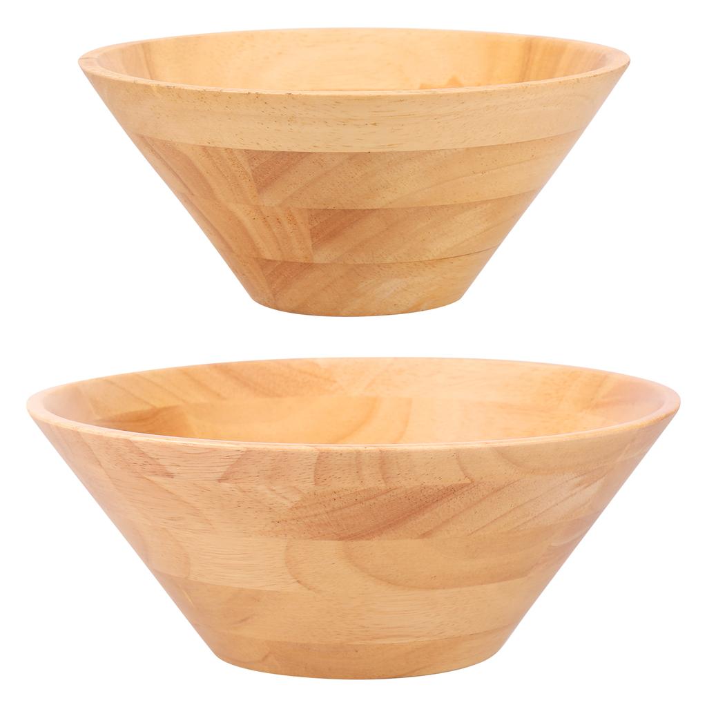 2Pcs Wooden Salad Bowl Multipurpose Dessert Fruit Snacks Bowl Medium Large Size for Bread Instant Noodles Pasta Fruit Bowls