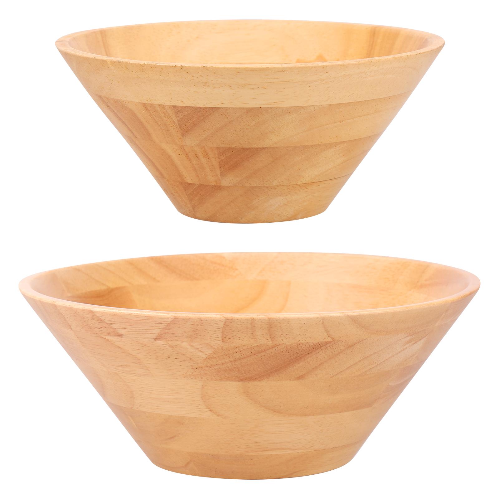 

2Pcs Wooden Salad Bowl Multipurpose Dessert Fruit Snacks Bowl Medium Large Size for Bread Instant Noodles Pasta Fruit Bowls