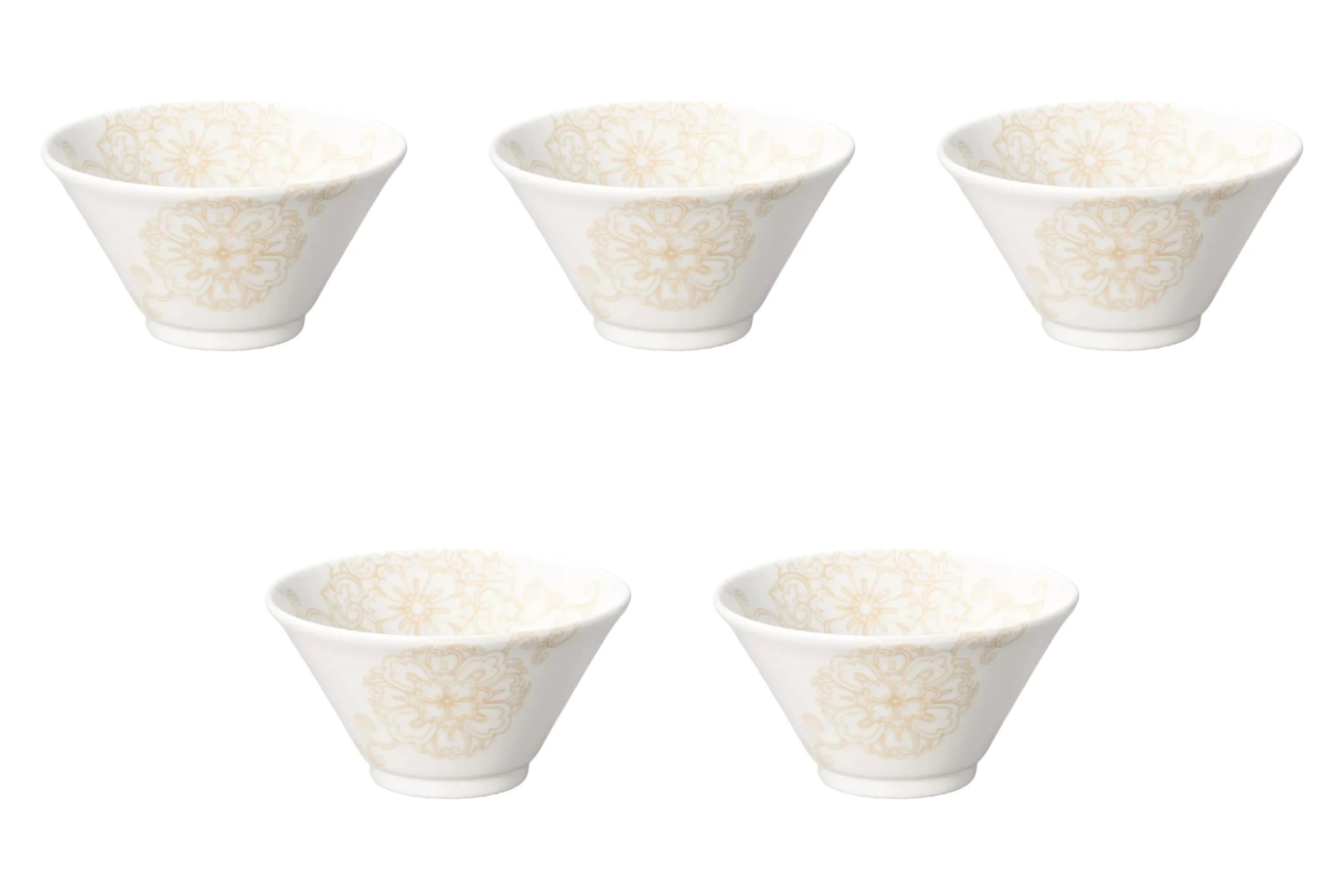 

Set of 5 Karahana 19cm Kiritate Deep Bowls x Ramen Bowls by Setomonohonpo (Beige) [18.8 10.3cm] бежевый