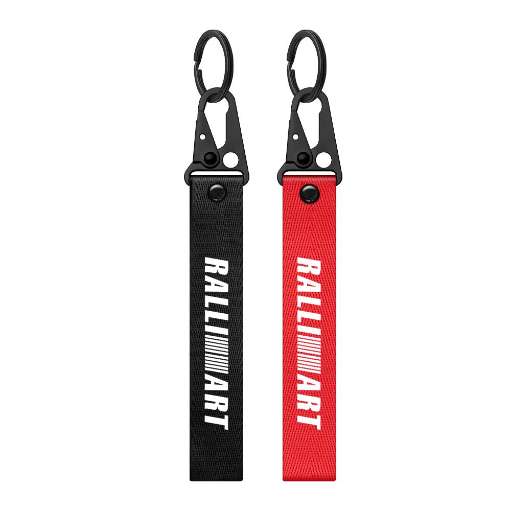 Cxfnzt1 1/2PCS Car Nylon Metal Emblem Keychain Lanyard Key Rings For Mitsubishi Eclipse Cross Space Star Outlander Asx Galant Fortis EX