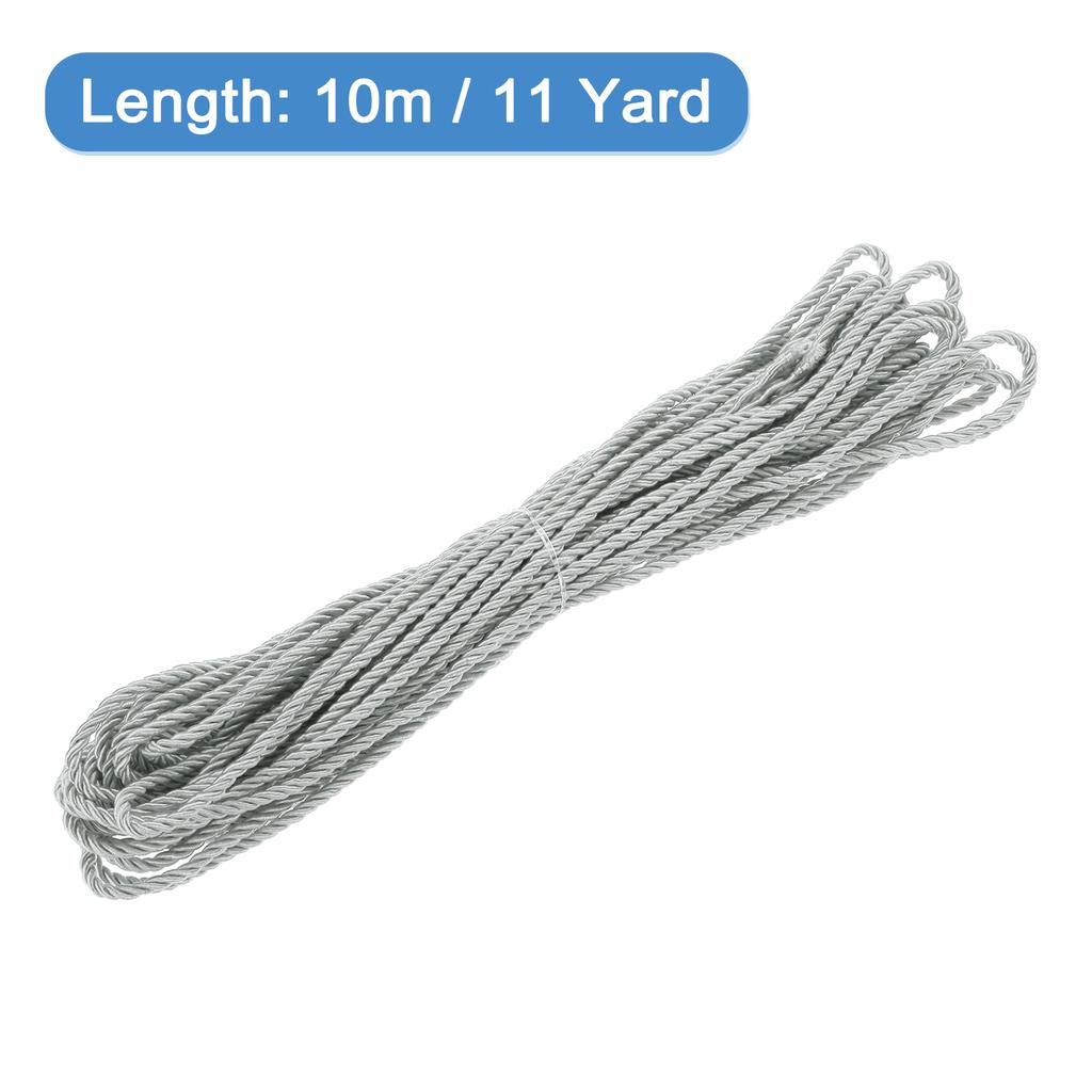 Uxcell 11 Yard 3mm Twisted Cord Trim 3-Ply Twine Braided Rope Shiny Thread String for Craft Gift Bag Curtain Christmas Decor