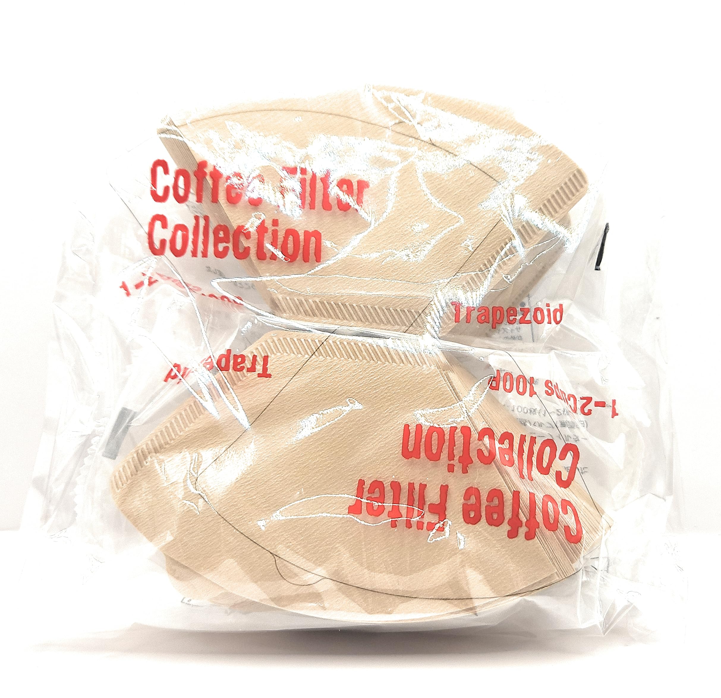 

Set of 2 Coffee Filters, 1-2 Cups, Made in Japan, Trapezoidal, 100 Filters x 2, Unbleached, for Drip Coffee, Kanae Paper Filters, Natural Brown