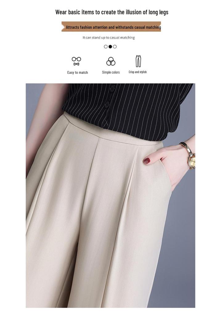 Spring 2026 Elegant Casual High Waist Wide Leg Pants for Middle-Aged and Elderly Women
