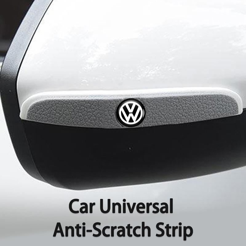 Valve Stems Caps 4PCS Car Mirror Sticker Door Side Anti Collision Strip Decals For Volkswagen VW Scirocco Passat Polo B5 B6 B7 C Ae8
