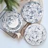 12/10/8/6.5in Round Bone china Tableware European Blue Floral Pasta Plate Ceramic Salad Plate Dinning Plates