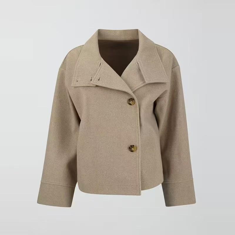 

Light Gray Stand Collar Long Sleeve Coat XXXL хакі