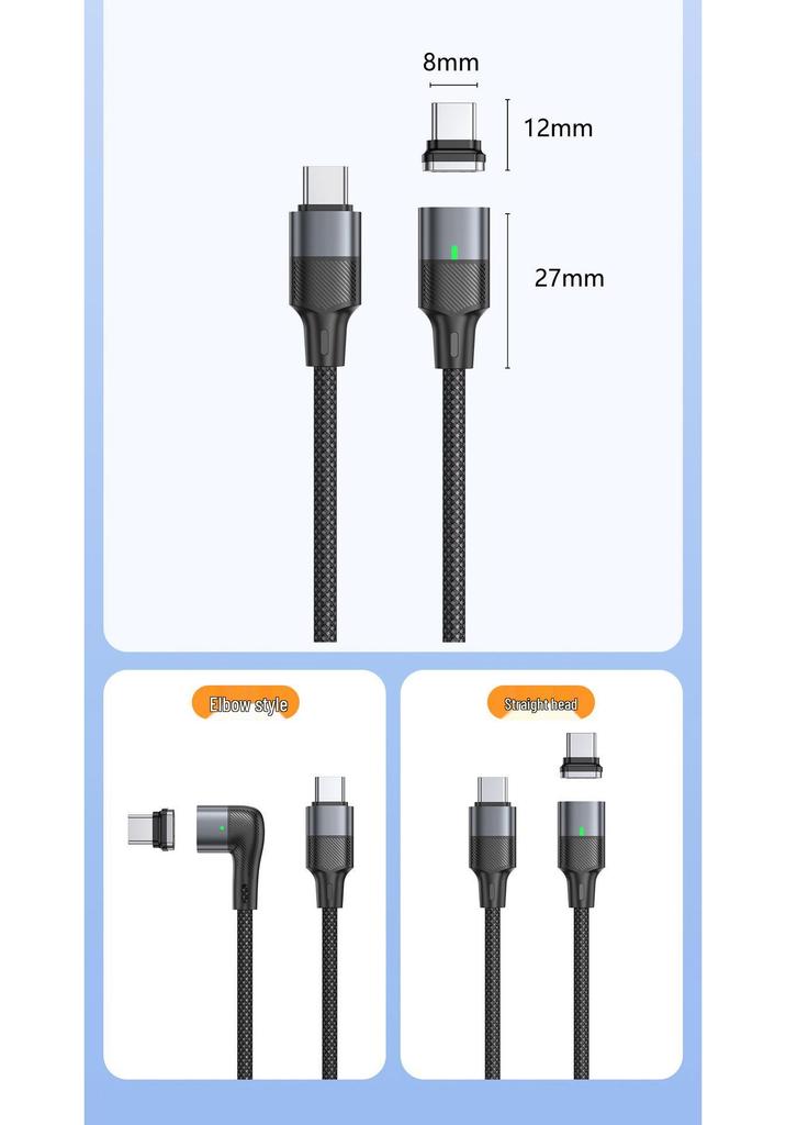 PD240W Multifunctional Magnetic Type-C Charging Cable for Apple, Huawei, Laptop & Phone