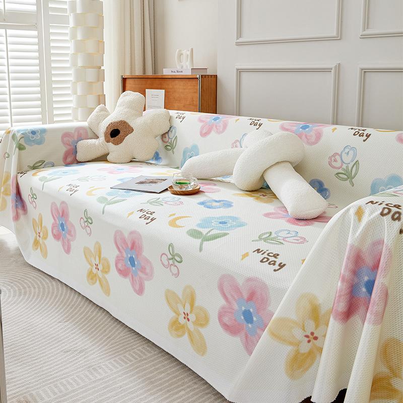 Eisseide Sofabezug Stoff Sommer Sommer Cartoon Niedlich Sofa Handtuch All-Inclusive Universal Leder Sofabezug Vollbezug Decke