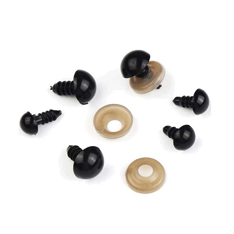 100Pcs 6-12Mm Plastic Black Safety Eyes For Tedy Bear Doll Animal Puppet Craft