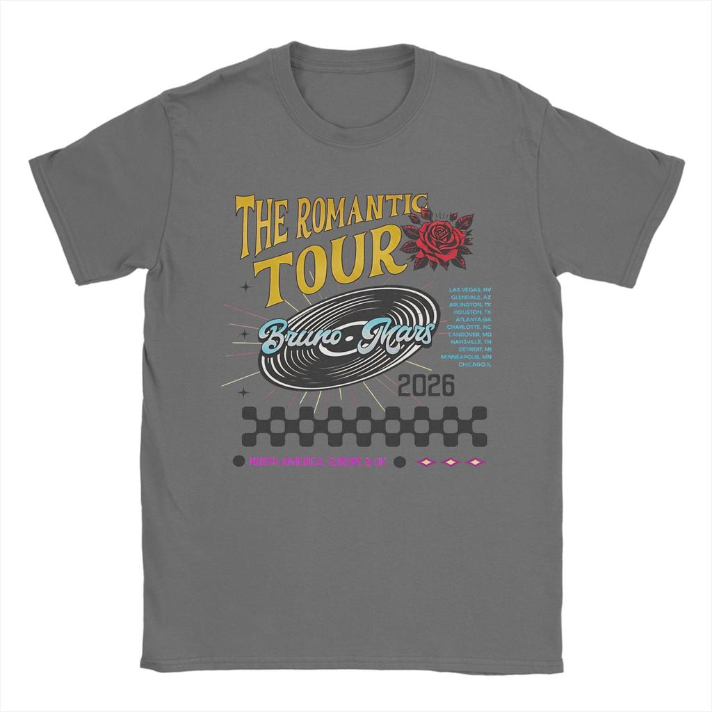 T-shirt Bruno Mars The Romantic Tour 2026 da Uomo 100% Cotone Magliette Originali Girocollo Manica Corta Top Stampati