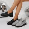 Fashion 2025 spring and autumn new large size low heel single shoes female personality sequin round head slip-on women's shoes
