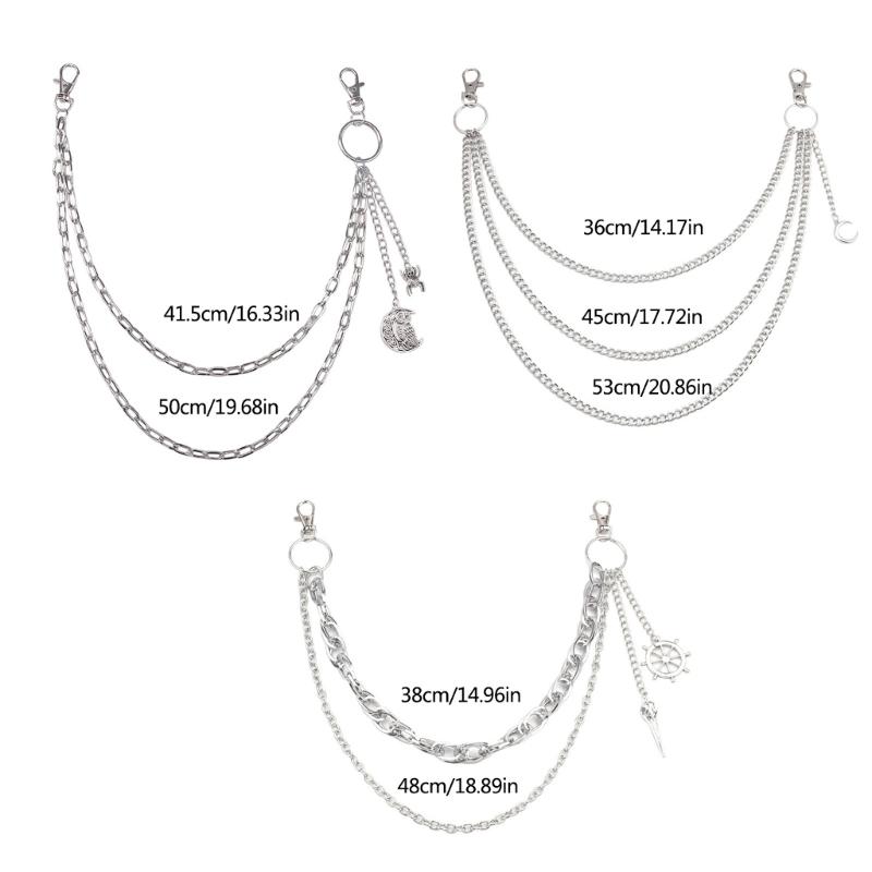 Punk Jeans Pants Chain Edgy Chain Punk Halloween Charm Waist Wallet Chain Grunge Belt for Hip Hop Accessories