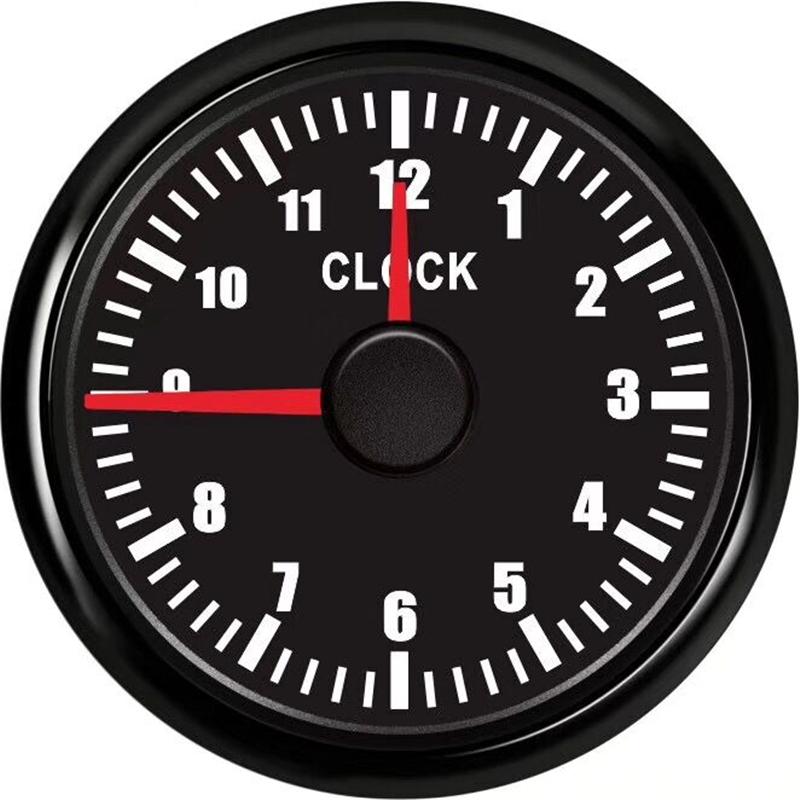 52mm Clock Gauge 12 Hours For Cars Boat Truck With Red Backlight Waterproof Clock Meter Car Gauges boat clock 9-32V