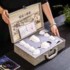 Dehua High-end Suet Jade White Porcelain Tea Set, Household Gold-painted Kung Fu Tea Cup Teapot Office Meeting Guest Gift
