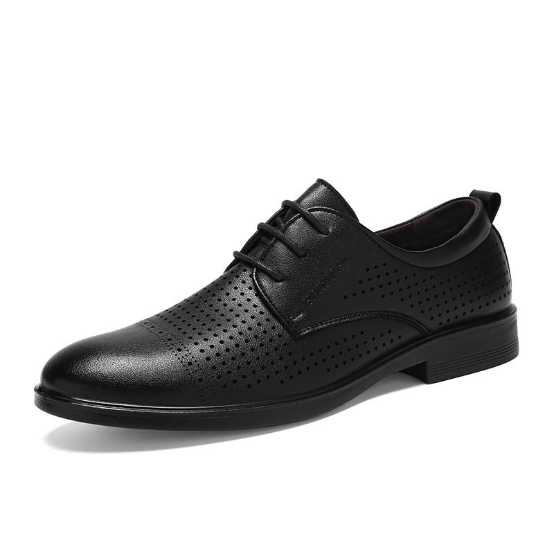 Fashion Summer Men's Leather Shoes Outdoor Comfortable and Breathable Design  Men's Black for Driving Office and Walking Casual Shoes