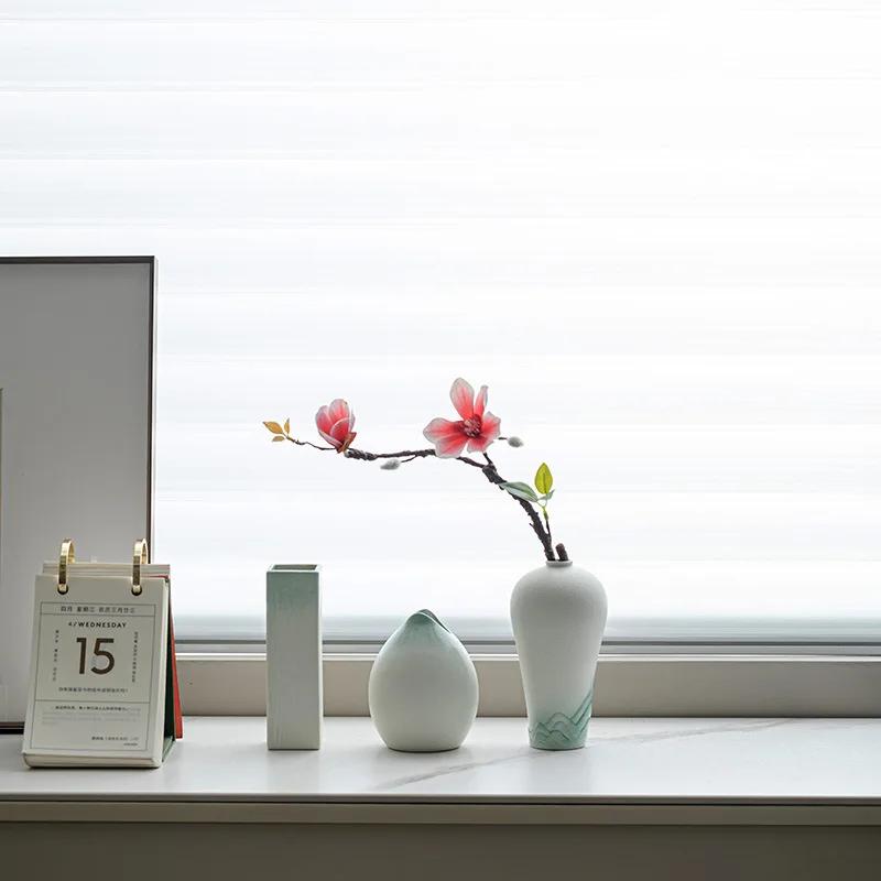 White Vase Desktop Flower Arrangement Table Hydroponics Green Plant Flower Decorative Flowerpot Decorations Home Decor Vases