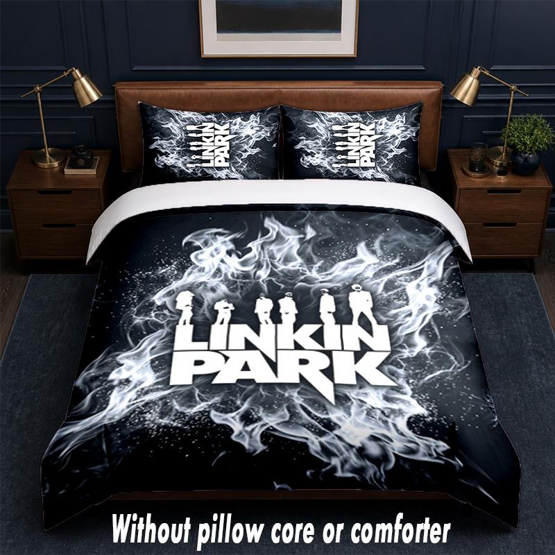 Linkin Park Design Bed Bedding Set 1 Duvet Cover + 2 Pillowcases Soft Breathable Household Bed Linens