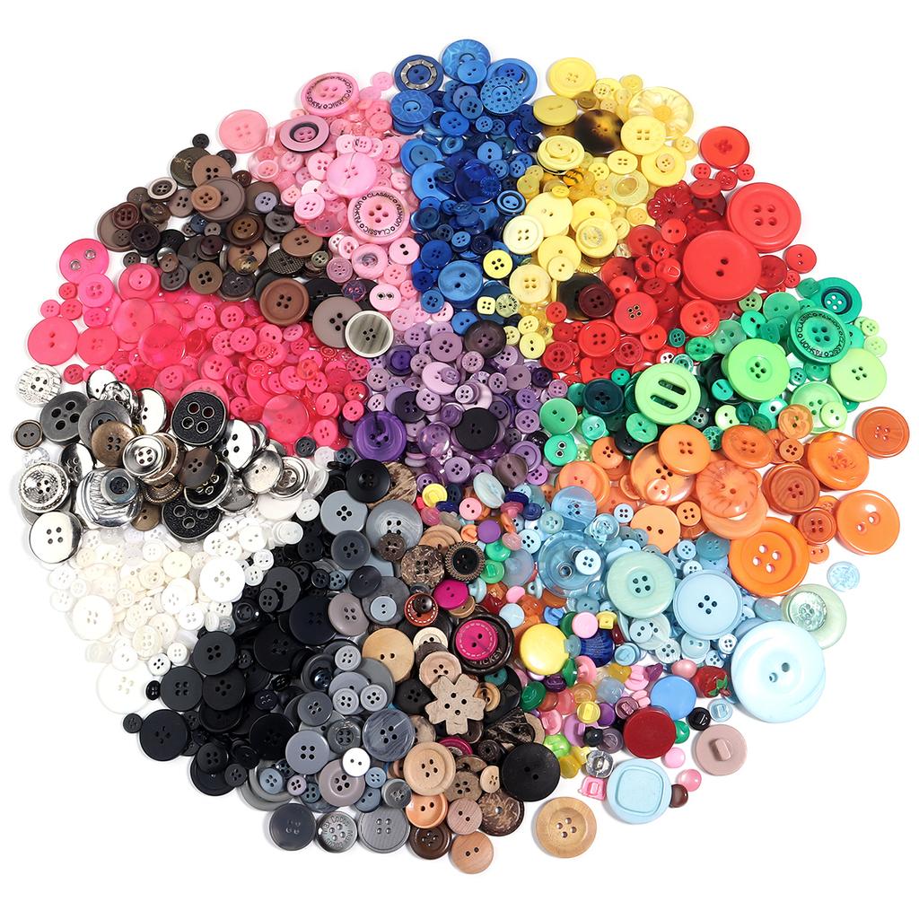 90Pcs/pack Colorful Round Resin Buttons Assorted Sizes Bulk Buttons For Handmade Creative Crafts Sewing Clothing Accessories 50g