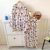 Women's Cloud Cotton Pajamas - Round Neck, Long Sleeve and Pants, Cozy Cartoon Design for Spring and Fall, Suitable for Home or Outdoors